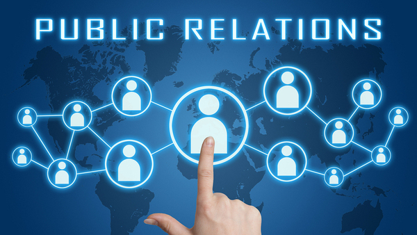 Infographic with finger pointing to public relations