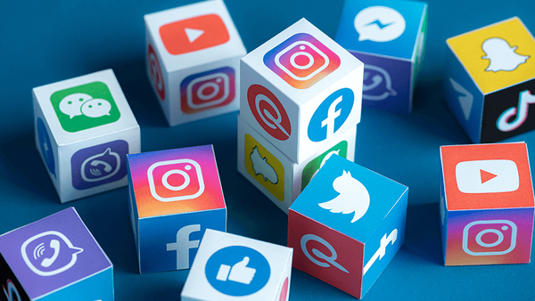 Blocks with various social media logos