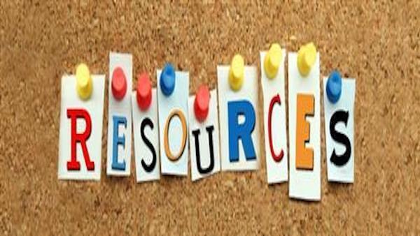 corkboard with the letters spelling out resources