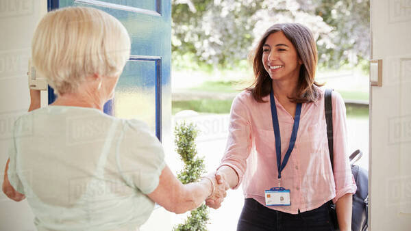 Social worker meeting a person